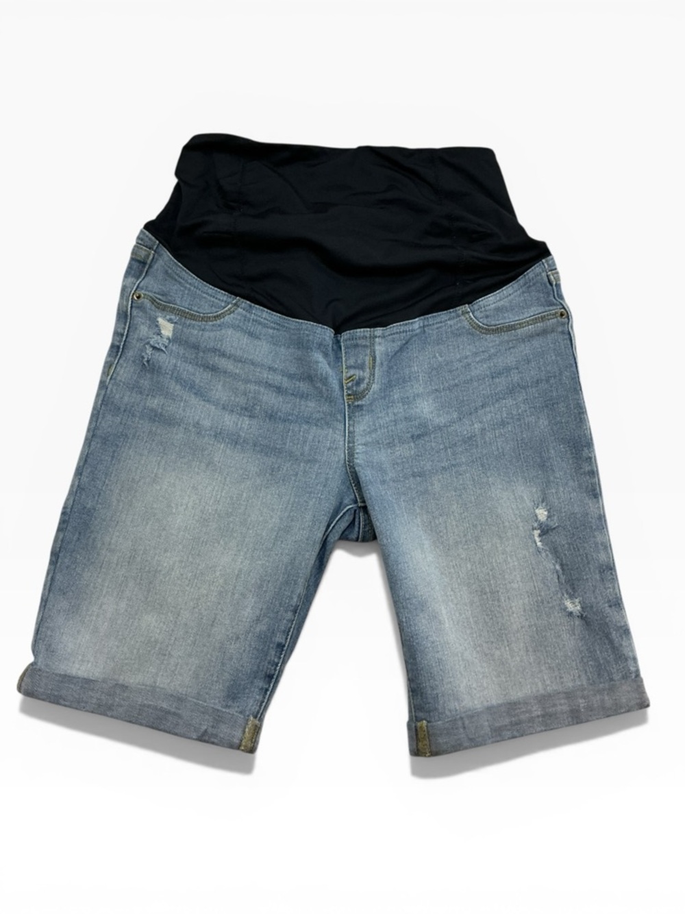 Isabel Maternity by Ingrid & Isabel Light Wash Denim Shorts with Black Panel 8
